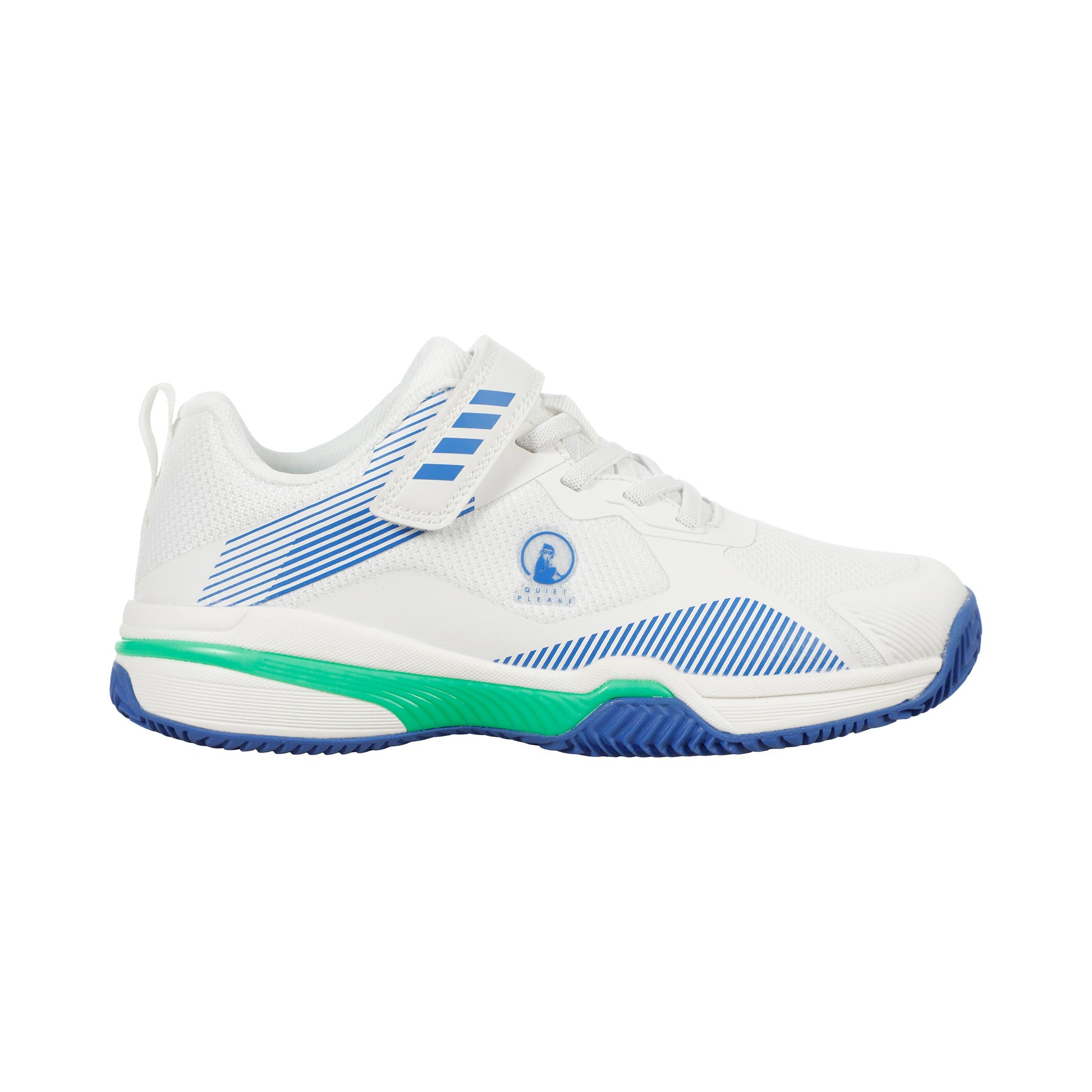 Quiet Please Match Velcro Clay Scarpa per terra rossa Bambini-bianco, blu