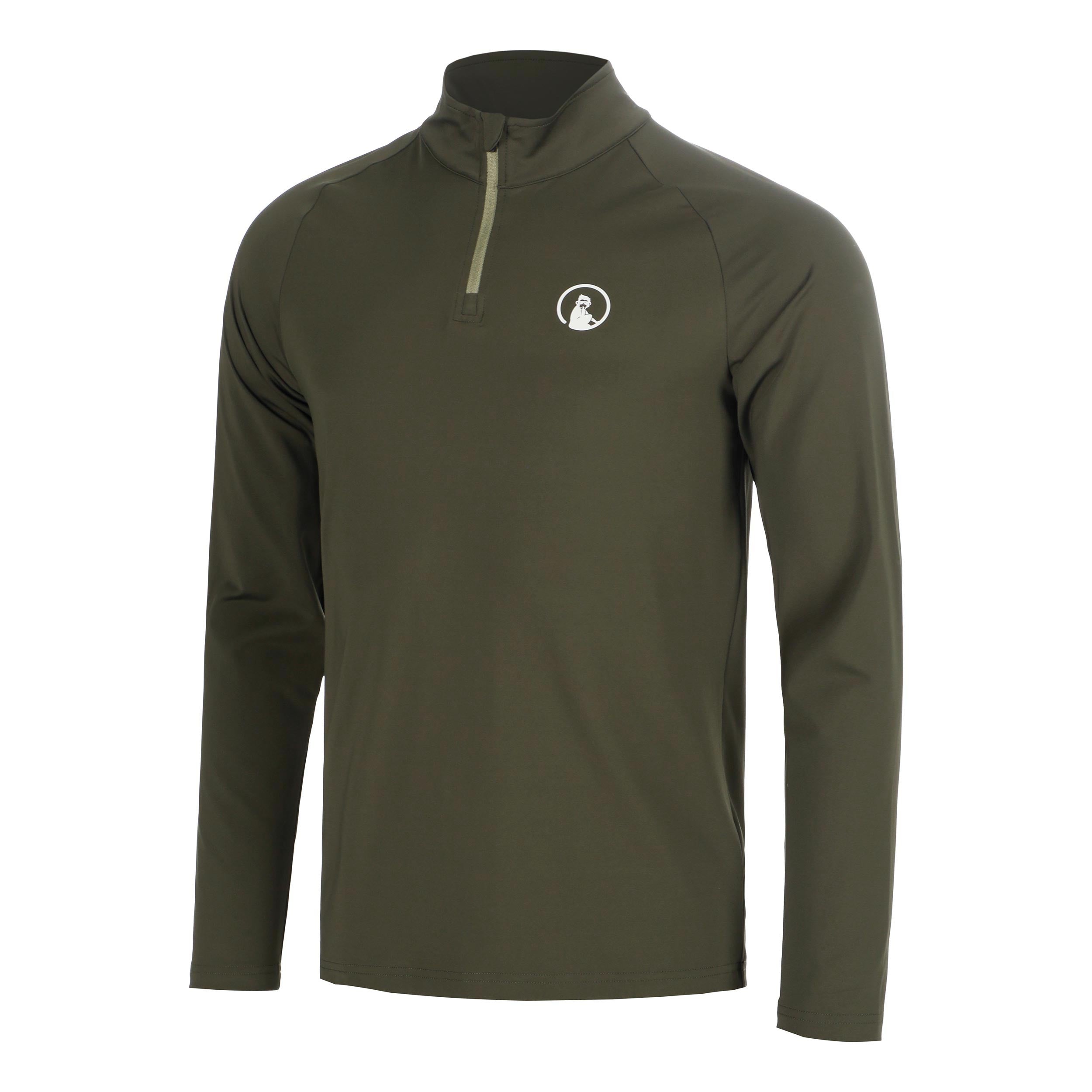 Quiet Please Memories Big Serve 1/4 Zip Manica lunga Uomini - verde scuro
