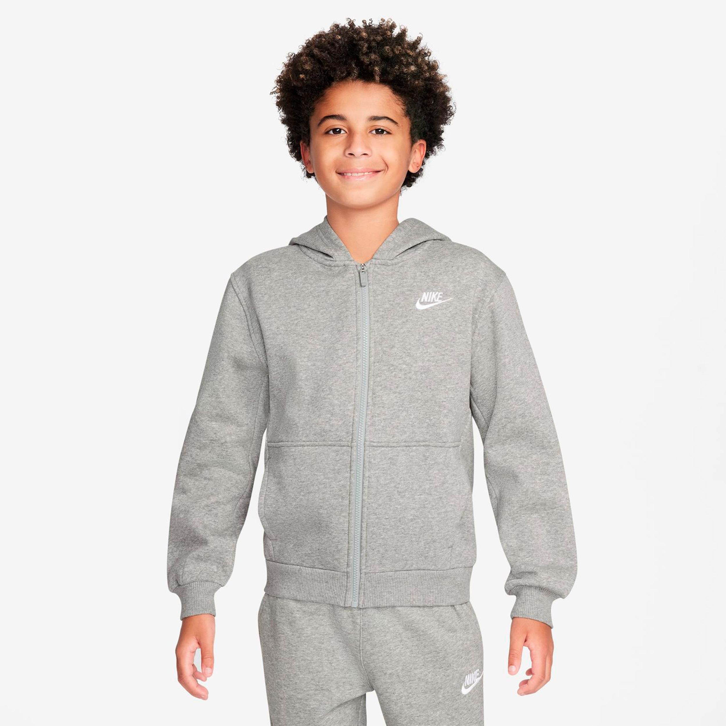 Nike Club Fleece Full-Zip Felpa Bambini - grigio