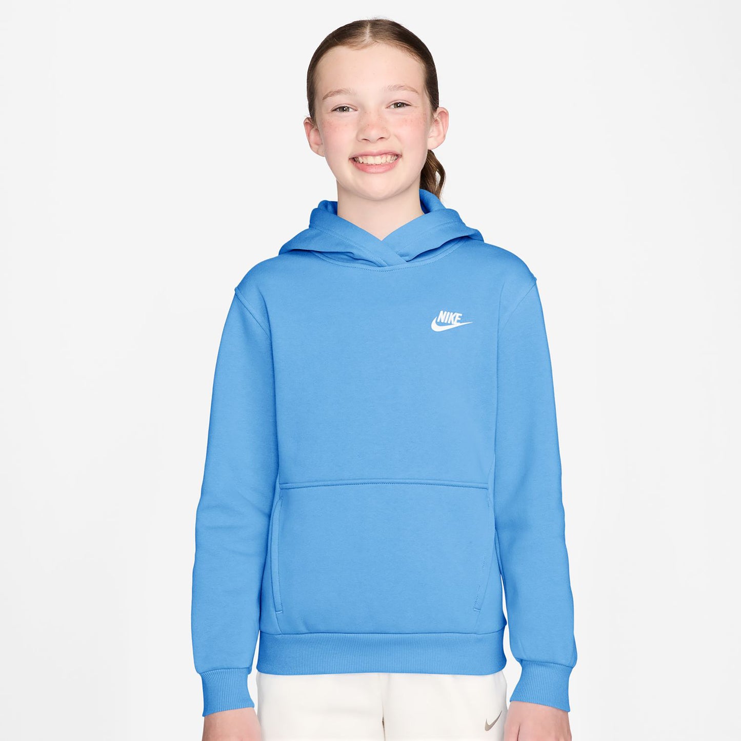 Nike Club Fleece Felpa con cappuccio Bambini - blu chiaro, bianco