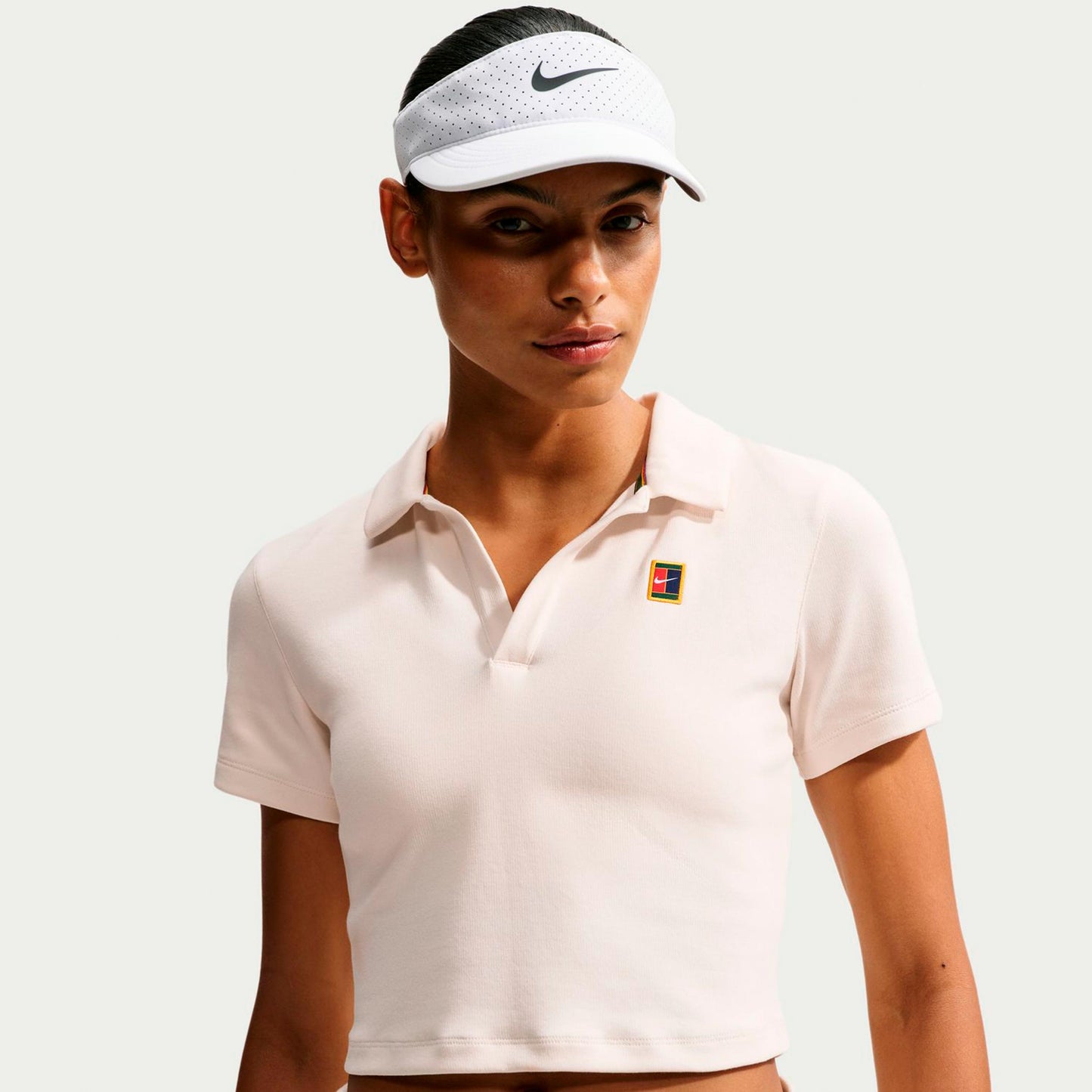 Nike Court Heritage Crop Polo Donna - crema
