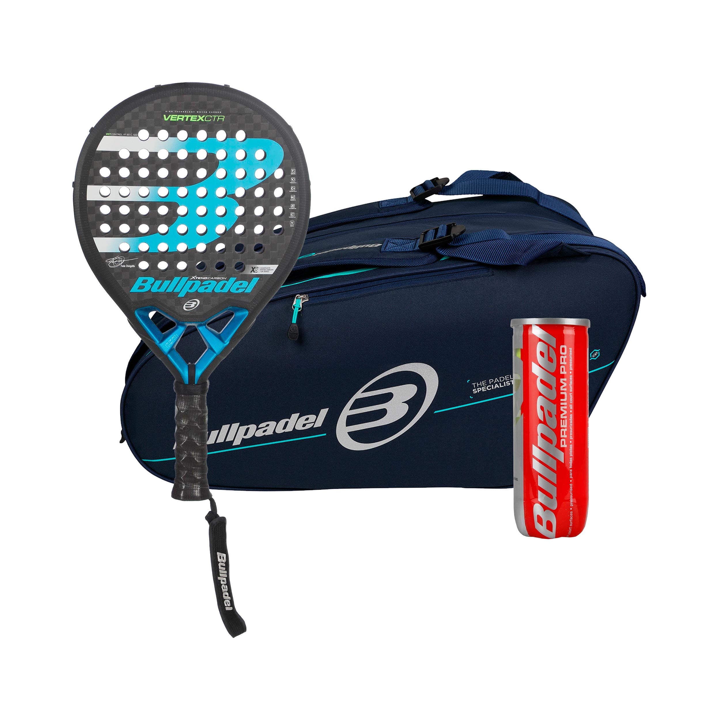 Bullpadel Confezione da 3 Vertex 2 CTR  In aggiunta borsa per racchetta, In aggiunta tubo di palline