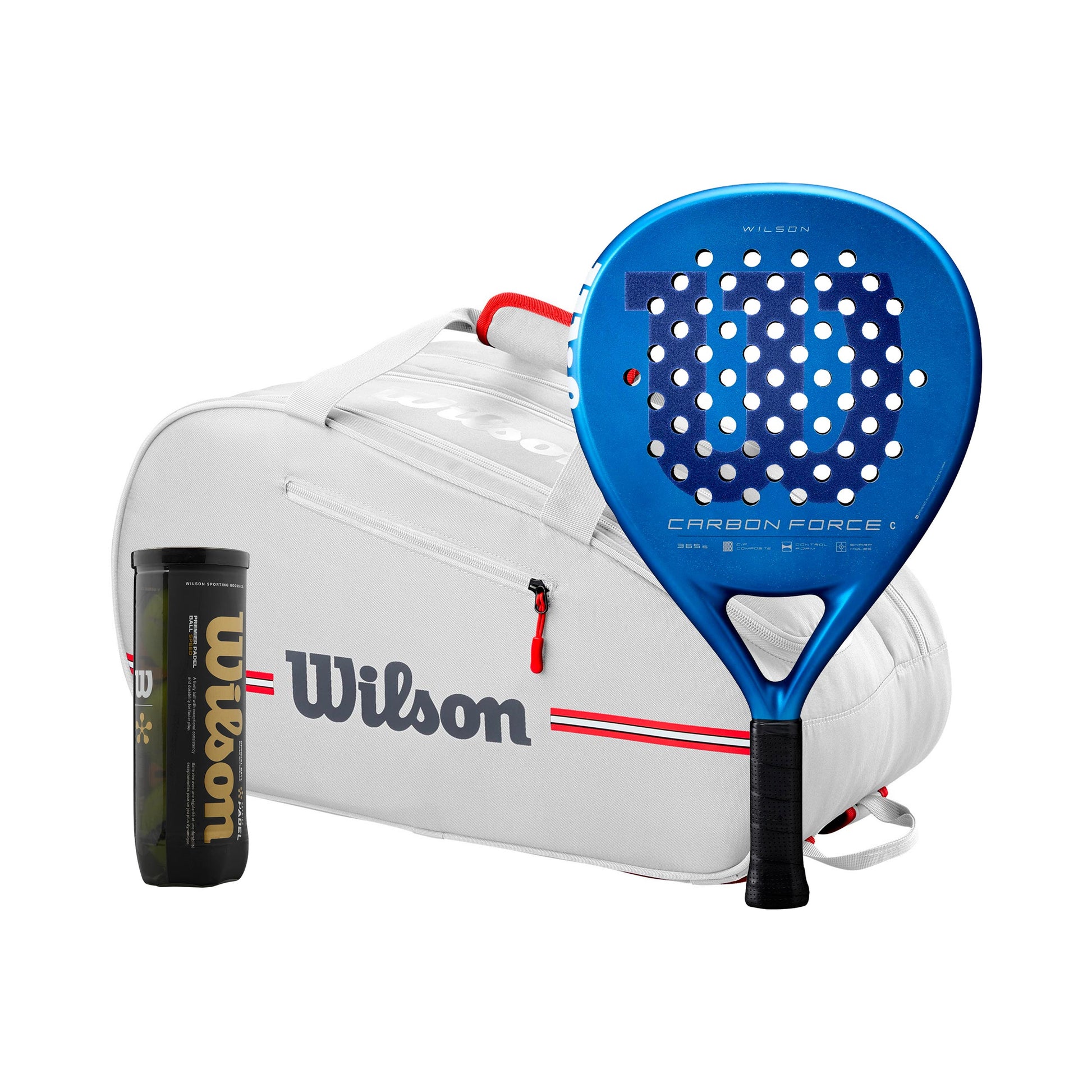 Wilson Confezione da 3 Carbon Force C In aggiunta borsa per racchetta, In aggiunta tubo di palline