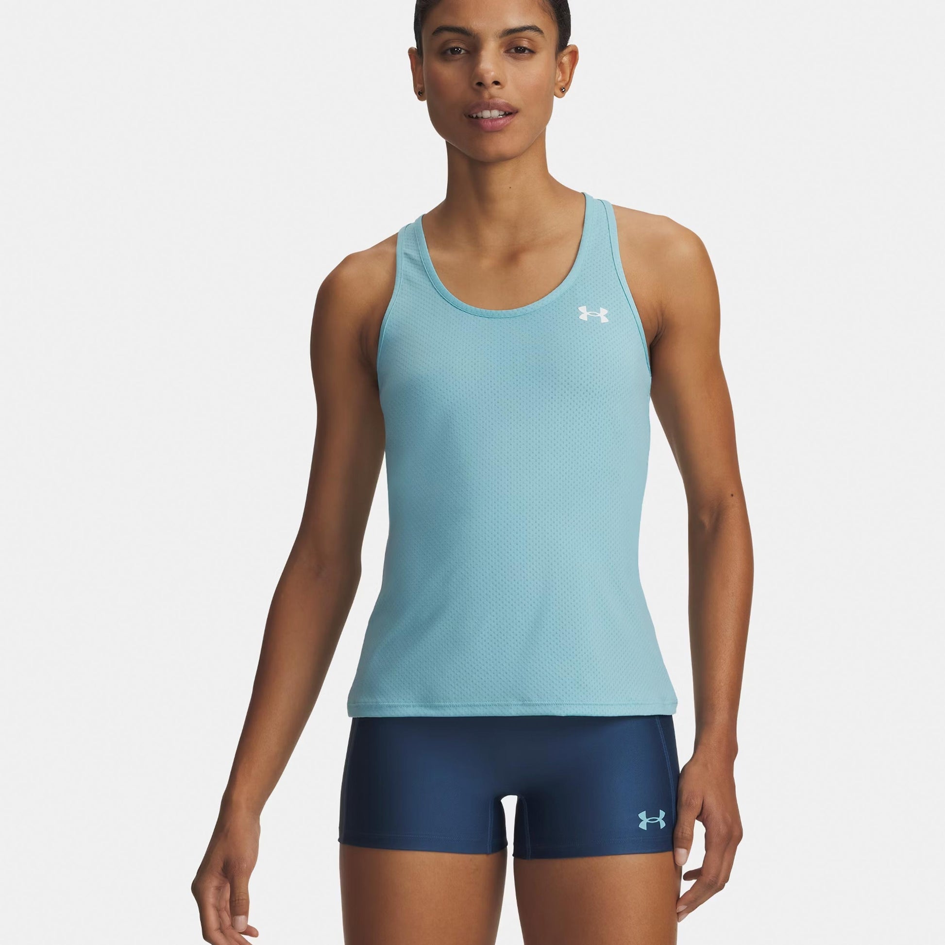 Under Armour Tech Mesh Racer Canottiera Donna-blu, bianco