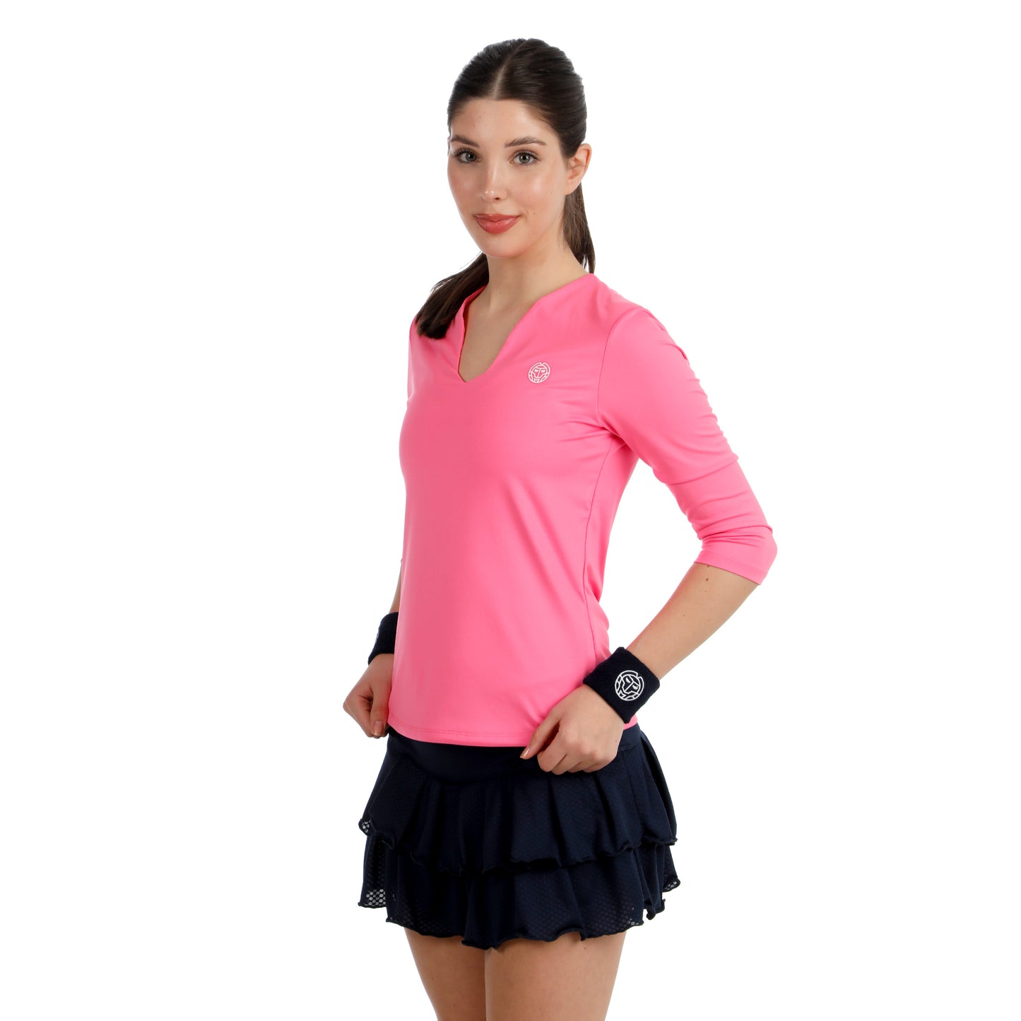 BIDI BADU Crew 2.0 V-Neck Manica lunga Donna-rosa
