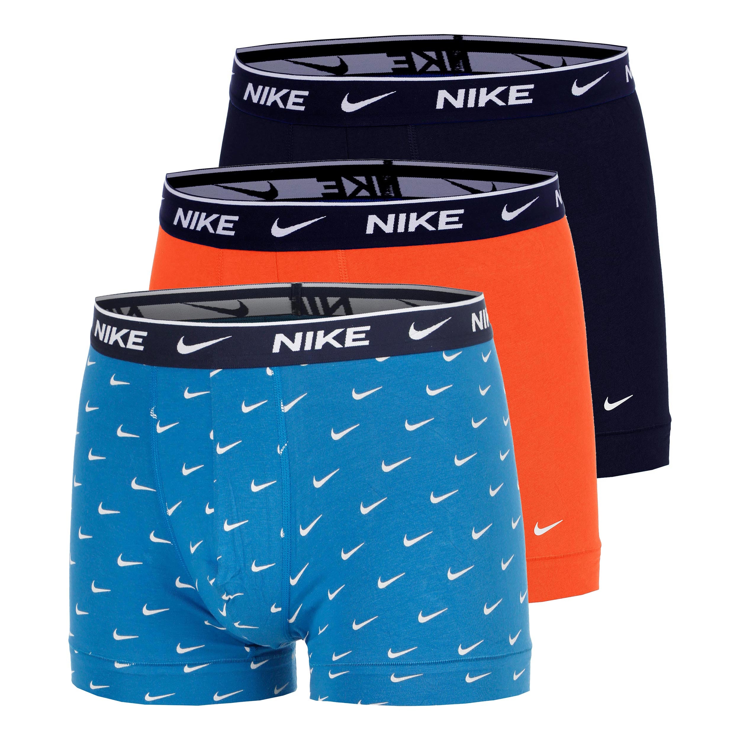 Nike Essential Cotton Stretch Trunk Boxer Confezione da 3 Uomini - blu chiaro, arancione
