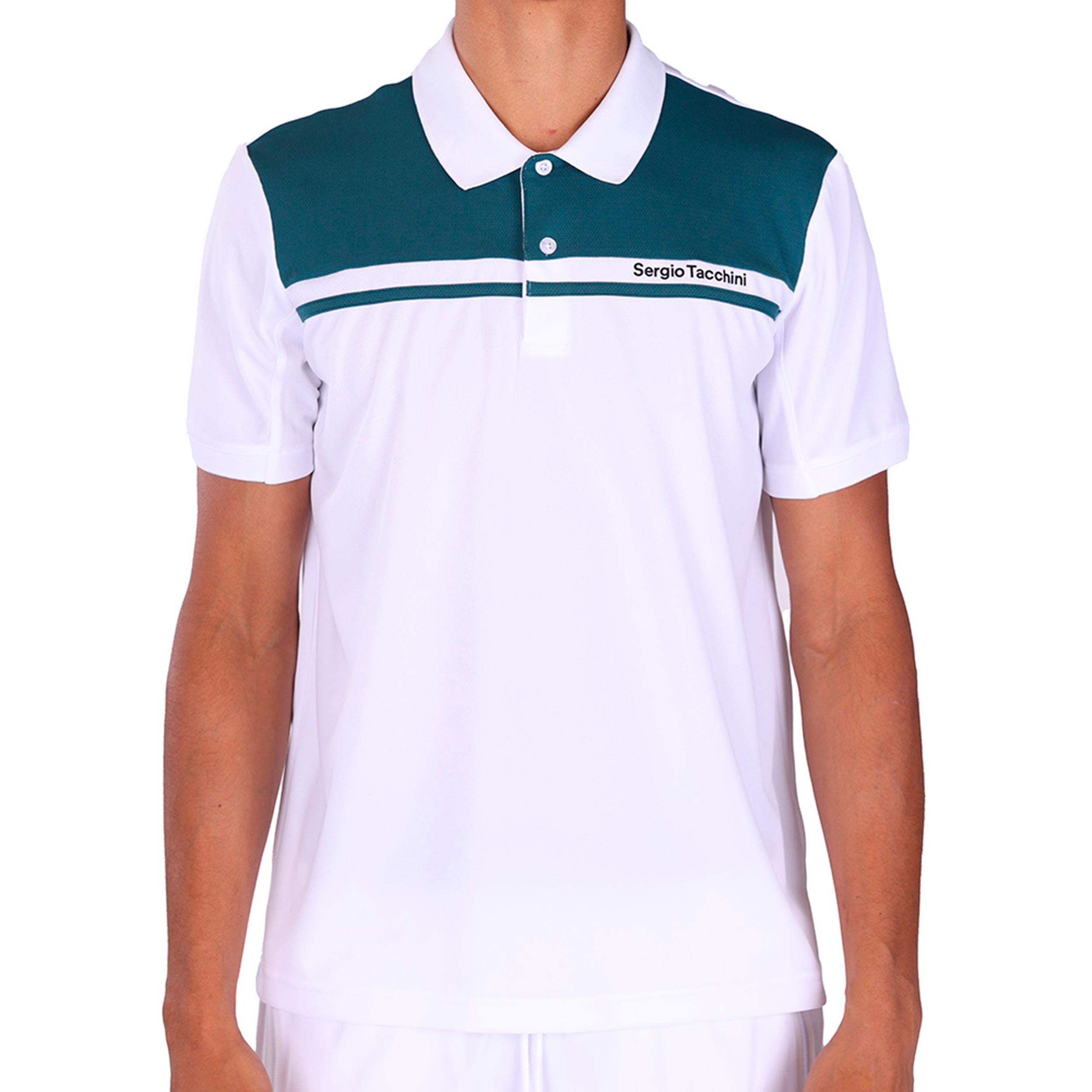Sergio Tacchini Riflesso Polo Uomini - bianco, color petrolio