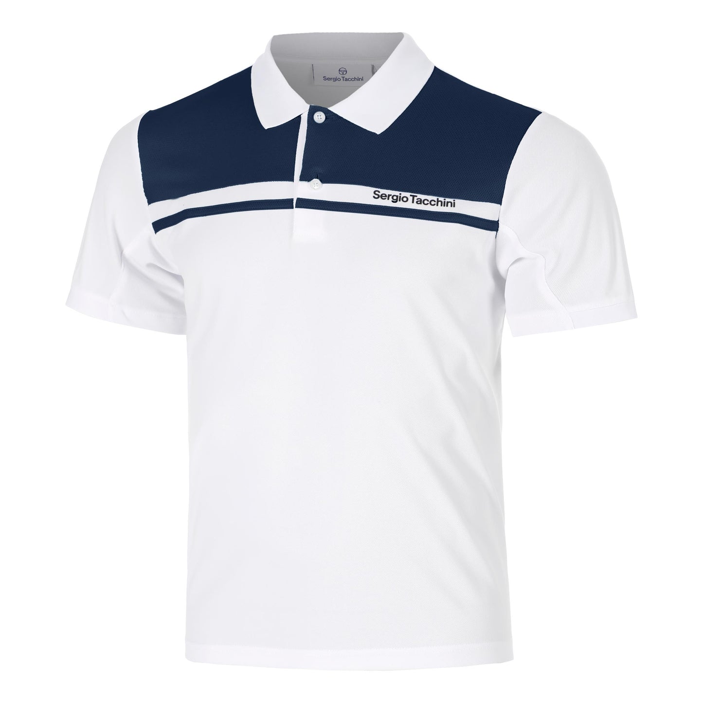 Sergio Tacchini Riflesso Polo Uomini - bianco, blu scuro