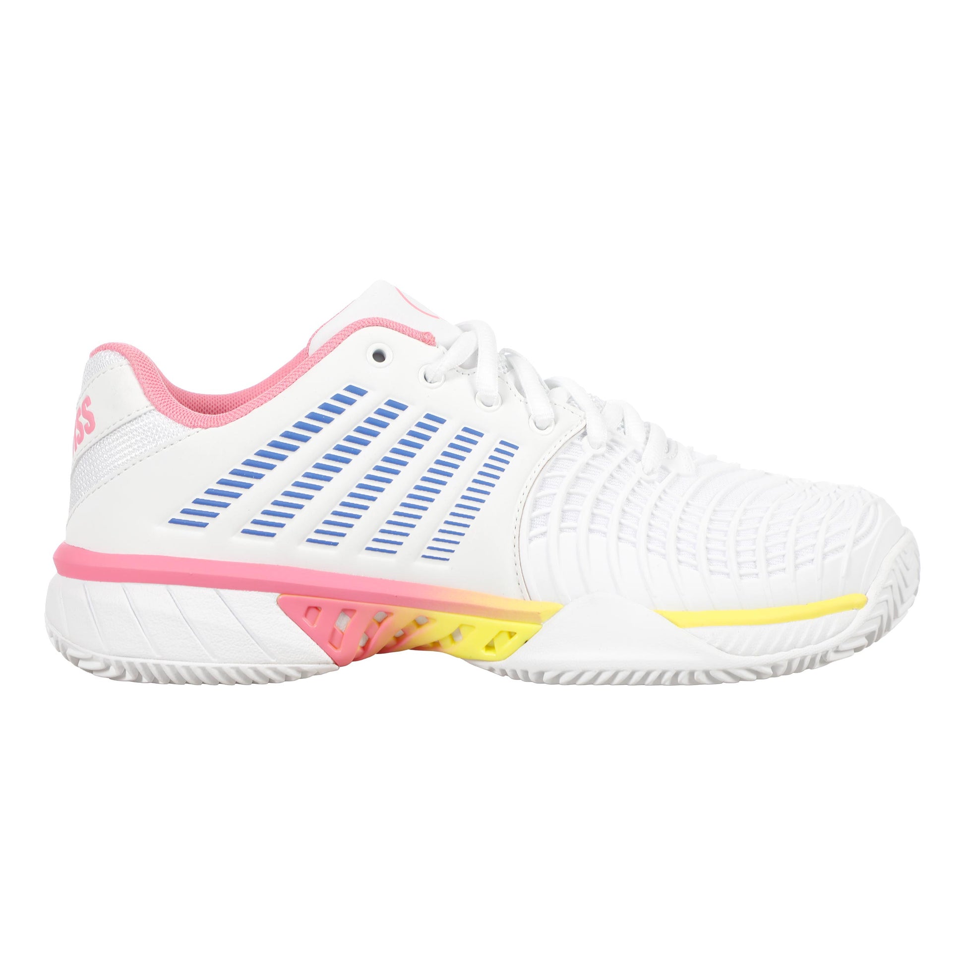 K-Swiss Express Light 3 x Quiet Please Scarpa per terra rossa Donna - bianco, giallo