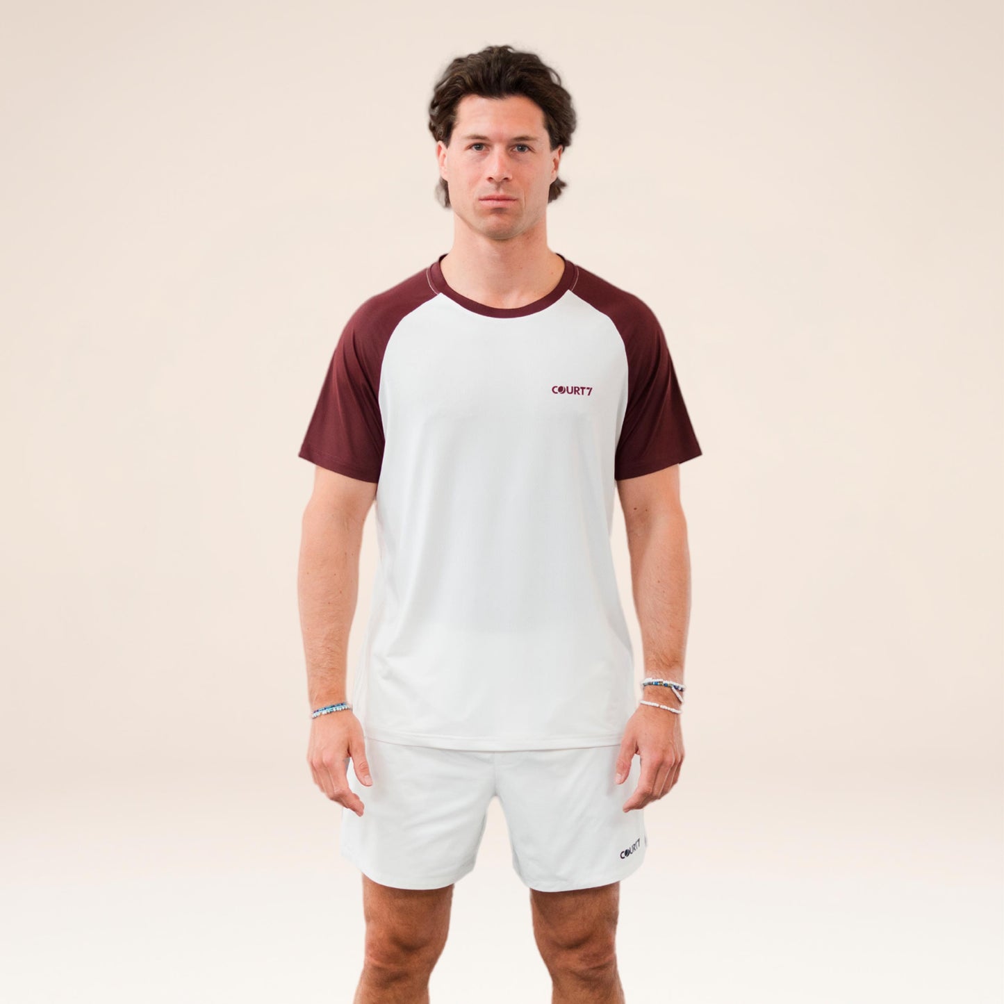 COURT7 Performance Raglan Contrast Maglietta Uomini - bianco sporco, rosso