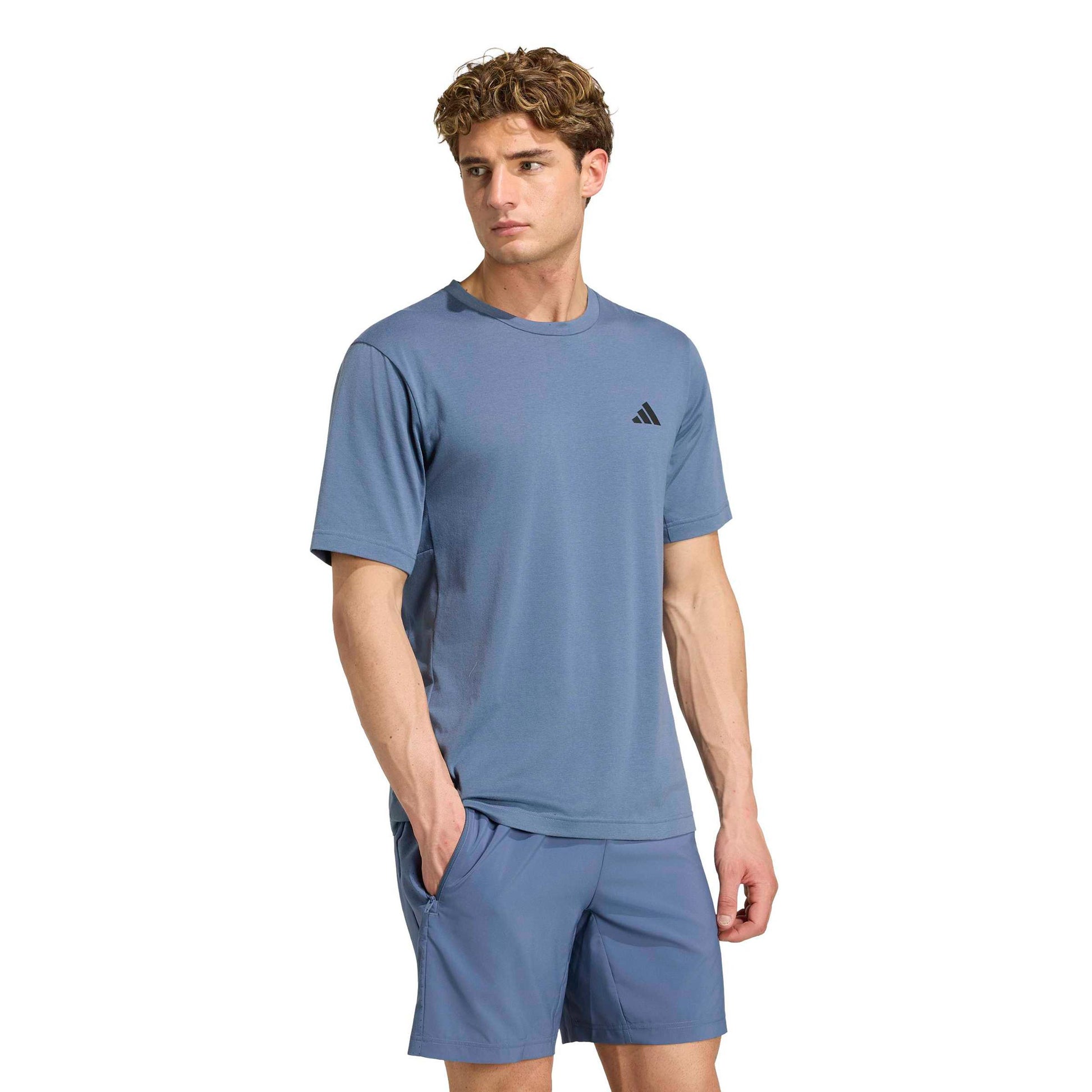 adidas Essentials Maglietta Uomini - grigio-blu