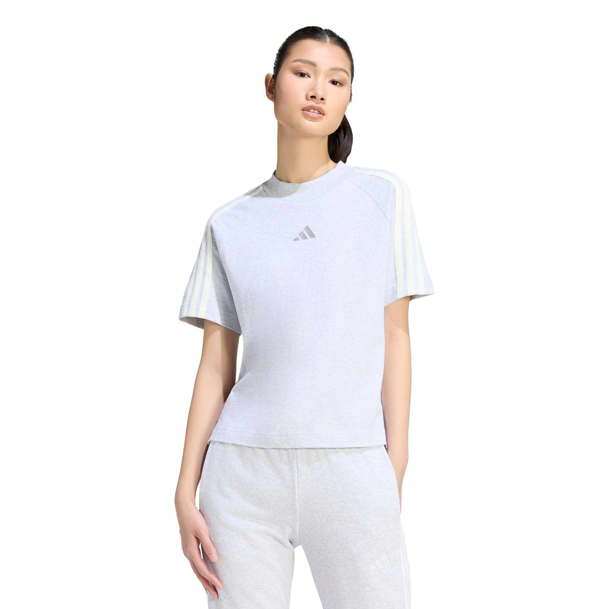 adidas 3Stripes Maglietta Donna - grigio chiaro, bianco sporco