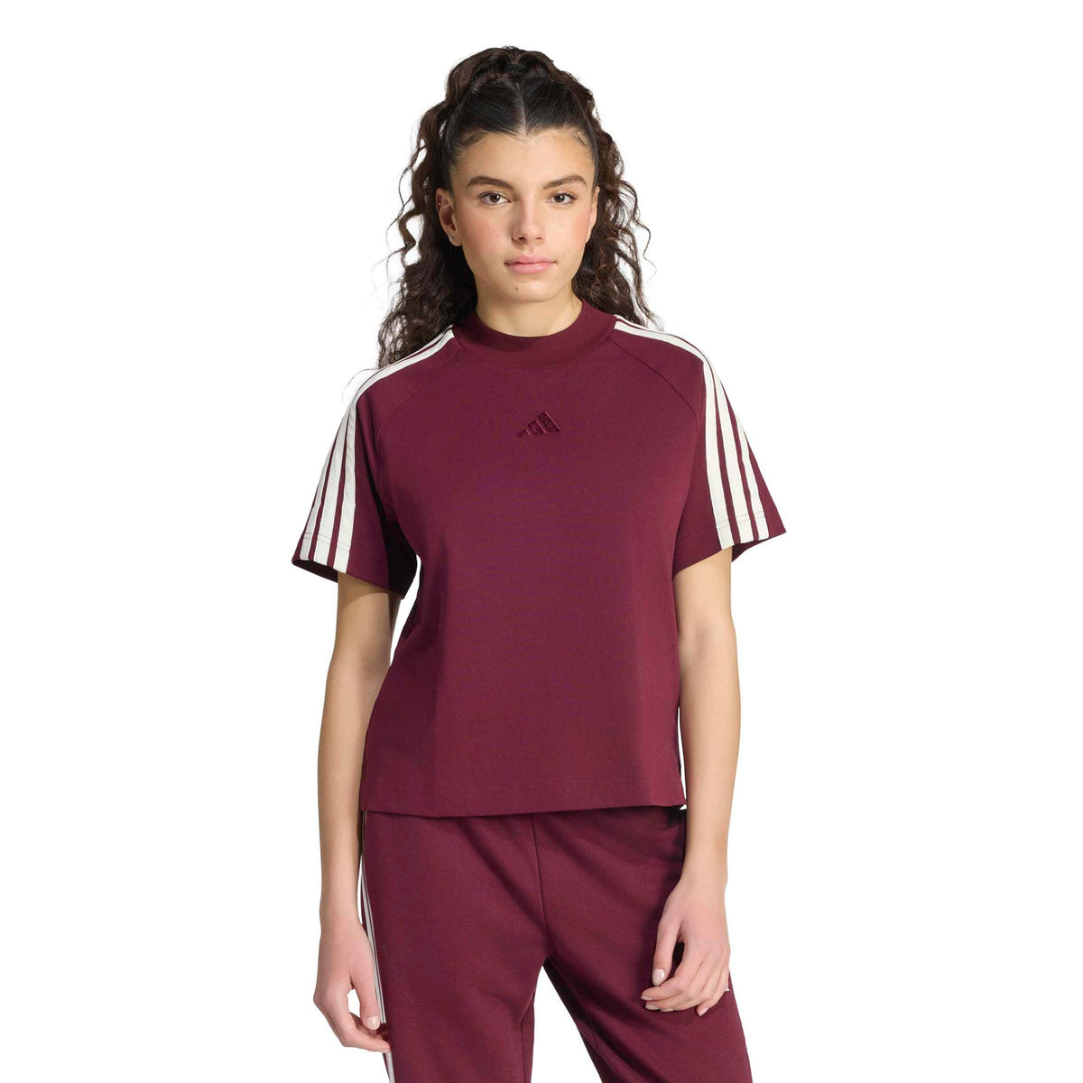 adidas 3Stripes Maglietta Donna - vino rosso, bianco