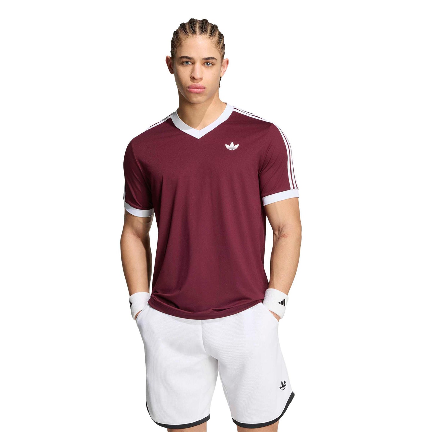 adidas Classics Maglietta Uomini - vino rosso, bianco