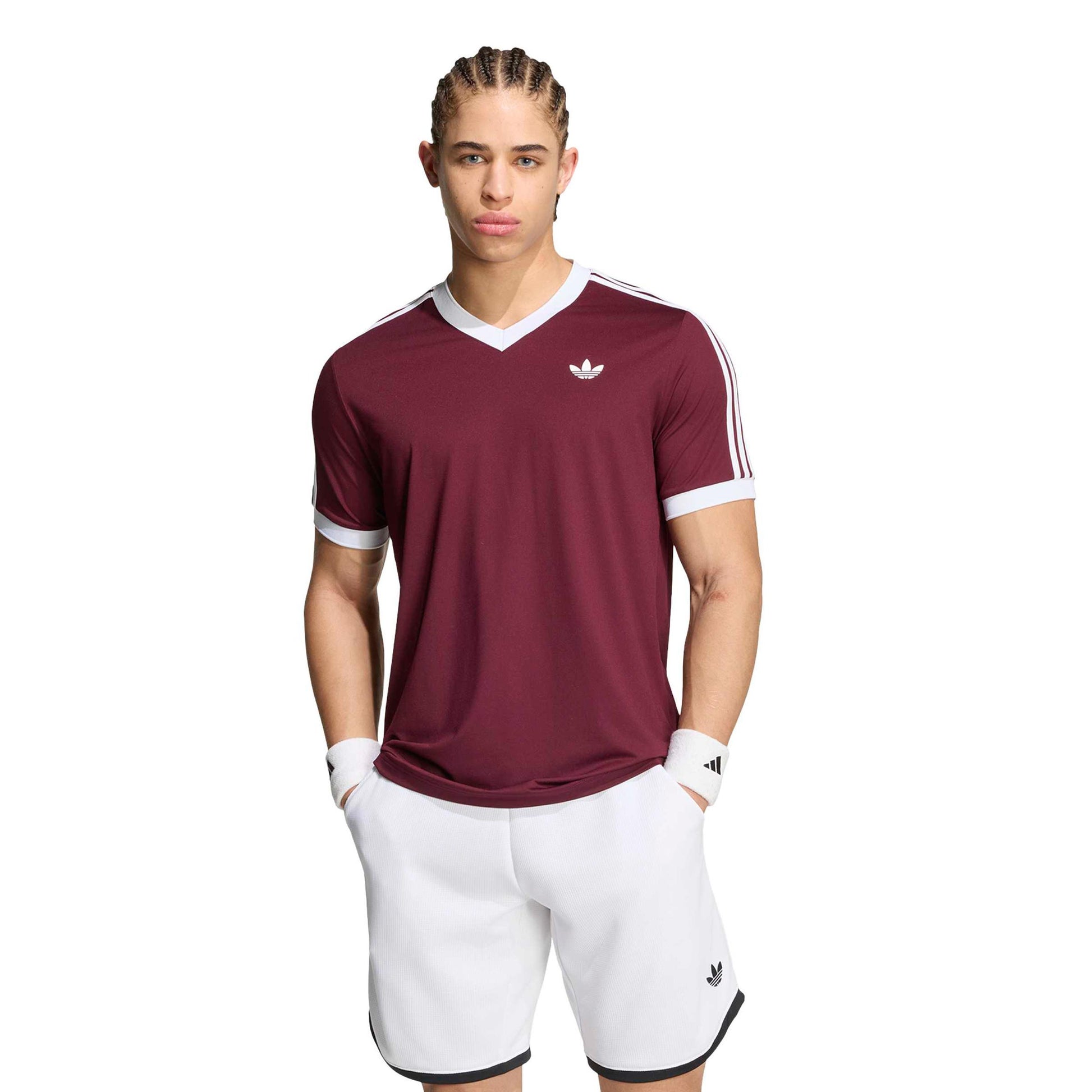 adidas Classics Maglietta Uomini - vino rosso, bianco