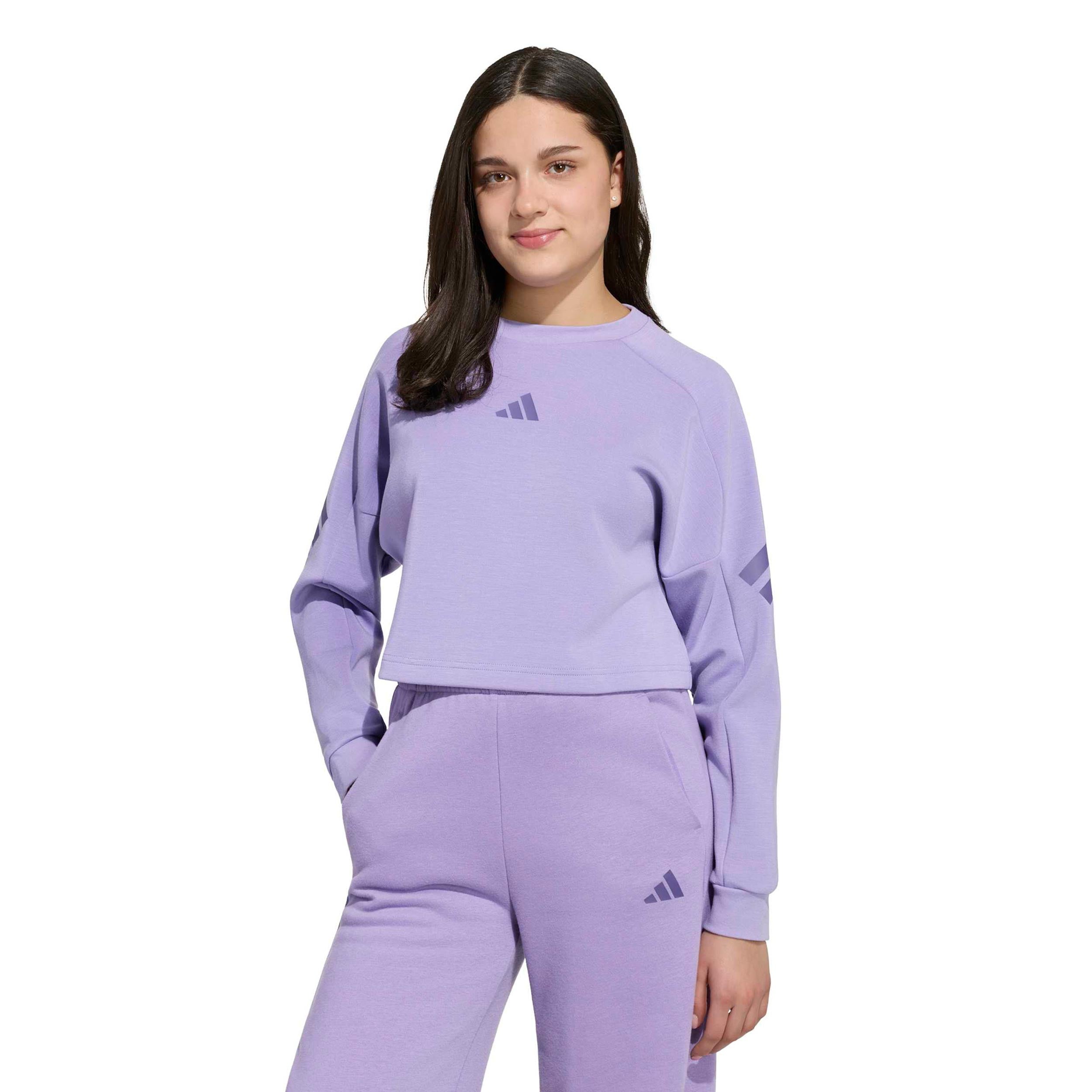 adidas 3Stripes Crew Crop Felpa Bambini - lilla