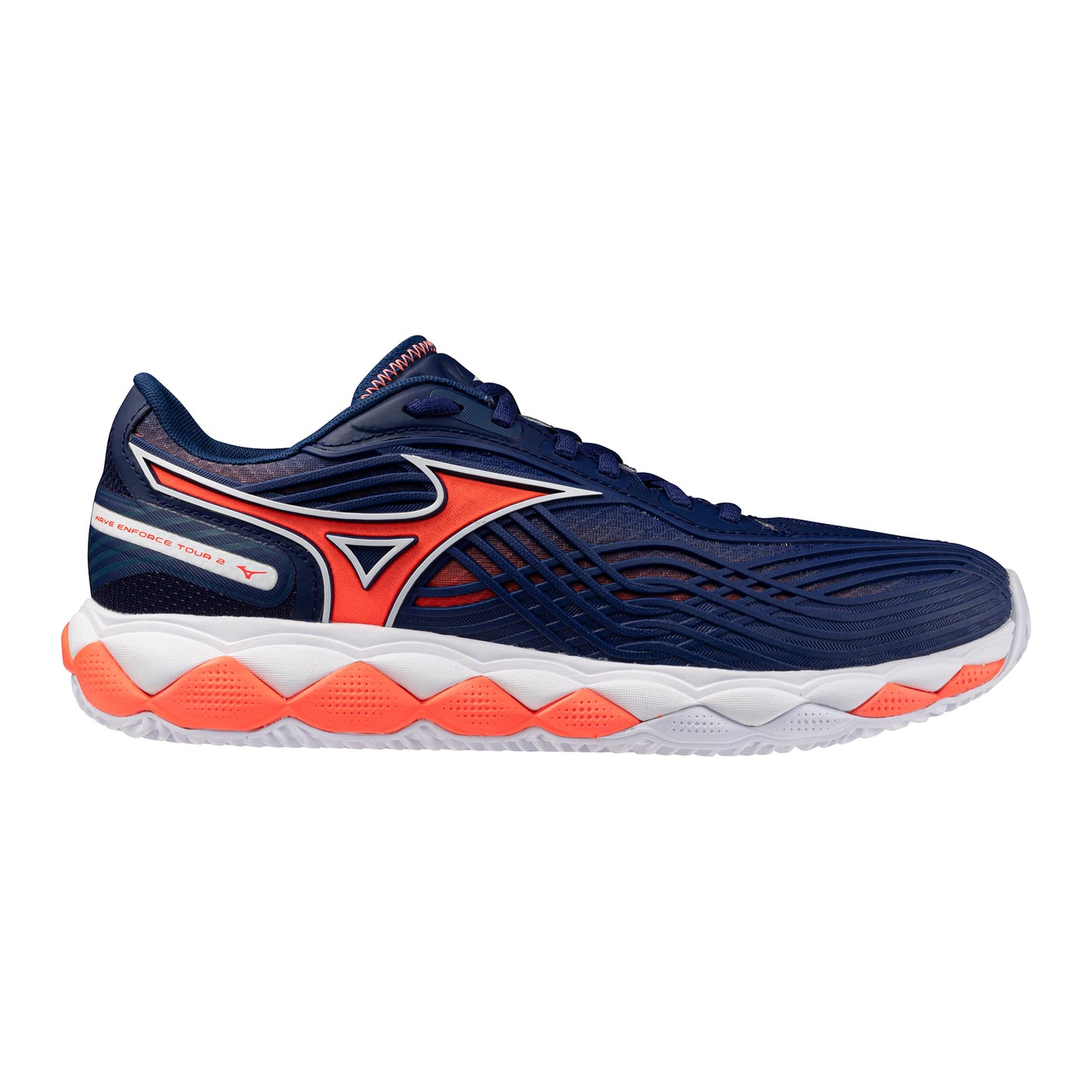 Mizuno Wave Enforce Tour 2 Scarpa per terra rossa Uomini - blu scuro, arancione