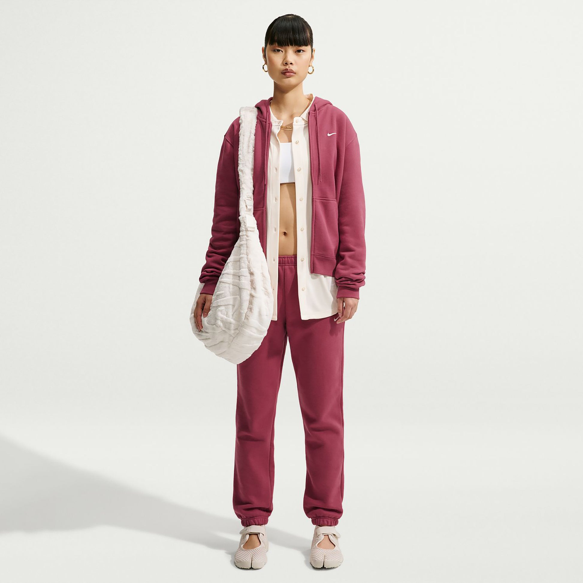 Nike Studio Fleece Felpa Donna - malva
