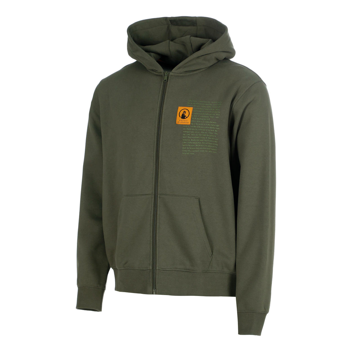 Quiet Please Thoughts Patch Loose Fit Felpa Uomini - verde scuro