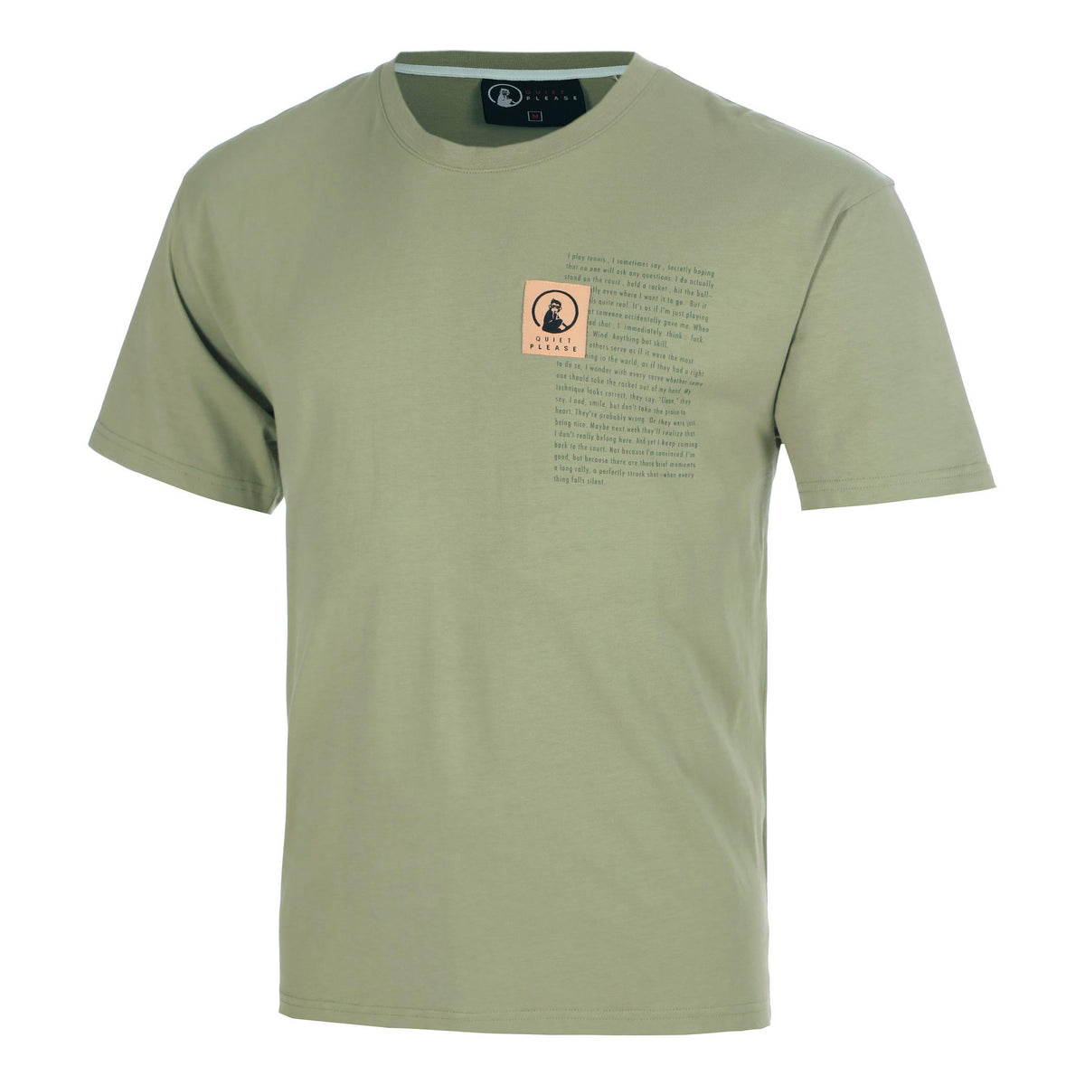 Quiet Please Thoughts Patch Loose Fit Maglietta Uomini - cachi