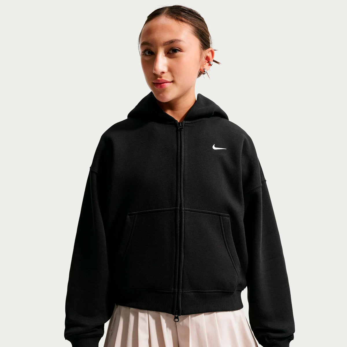 Nike Oversized Fleece Full-Zip Felpa Ragazze - nero