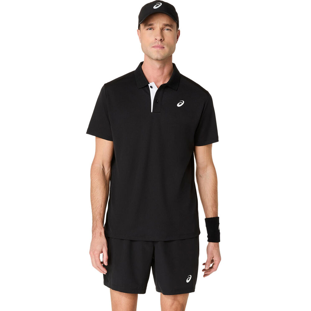 Asics Para Hombre. 2041A340 Polo Court Negro (Xl), Casual, Deportivo, AlgodóN, Tenis/Padel, Multideporte, Manga Corta, Sostenible-image
