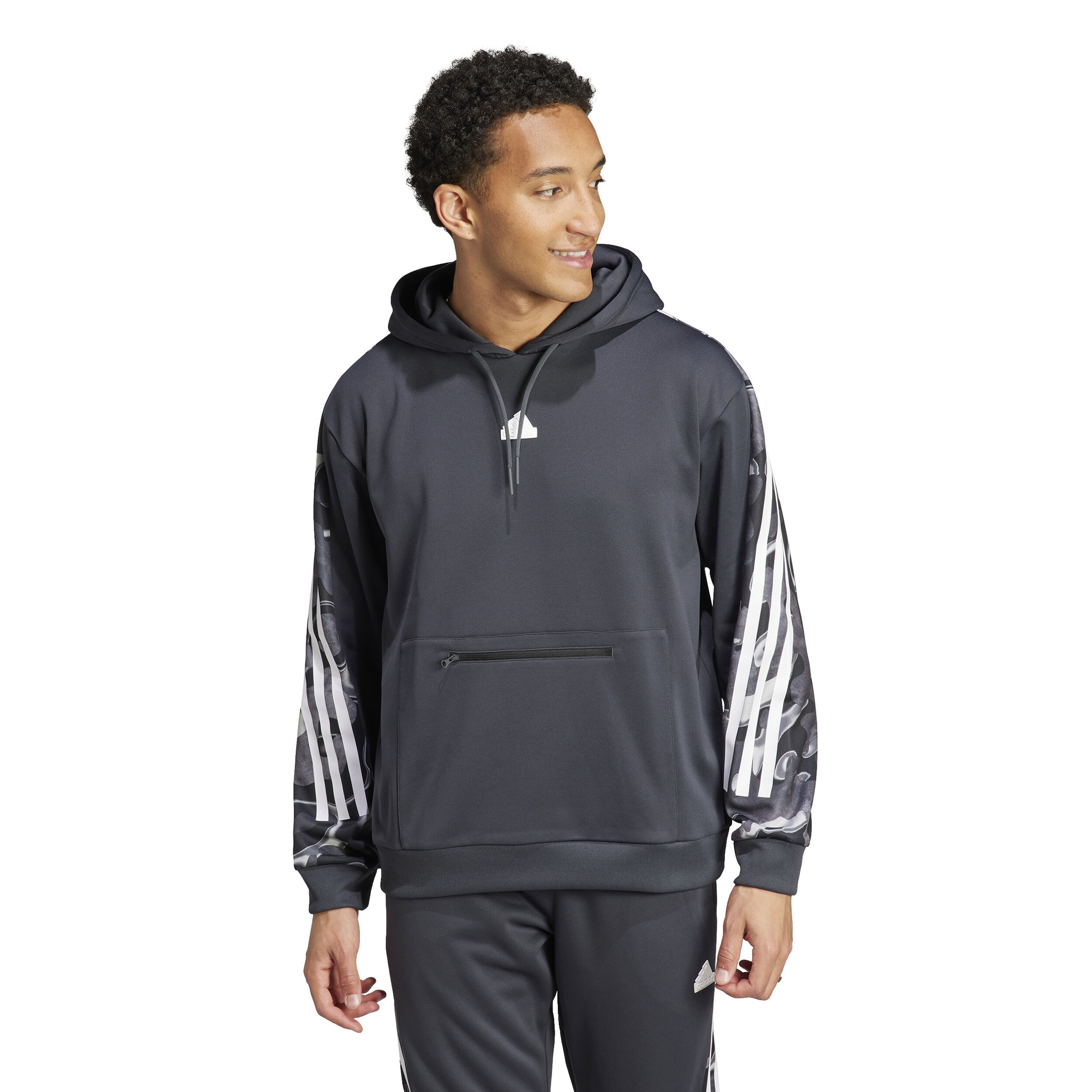 Buy adidas Future Icon AOP Felpa Con Cappuccio Uomini Nero Bianco