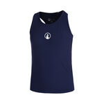 Abbigliamento da tennis Quiet Please Quiet Please Racerback Canottiera Ragazze-Blu Scuro,Bianco